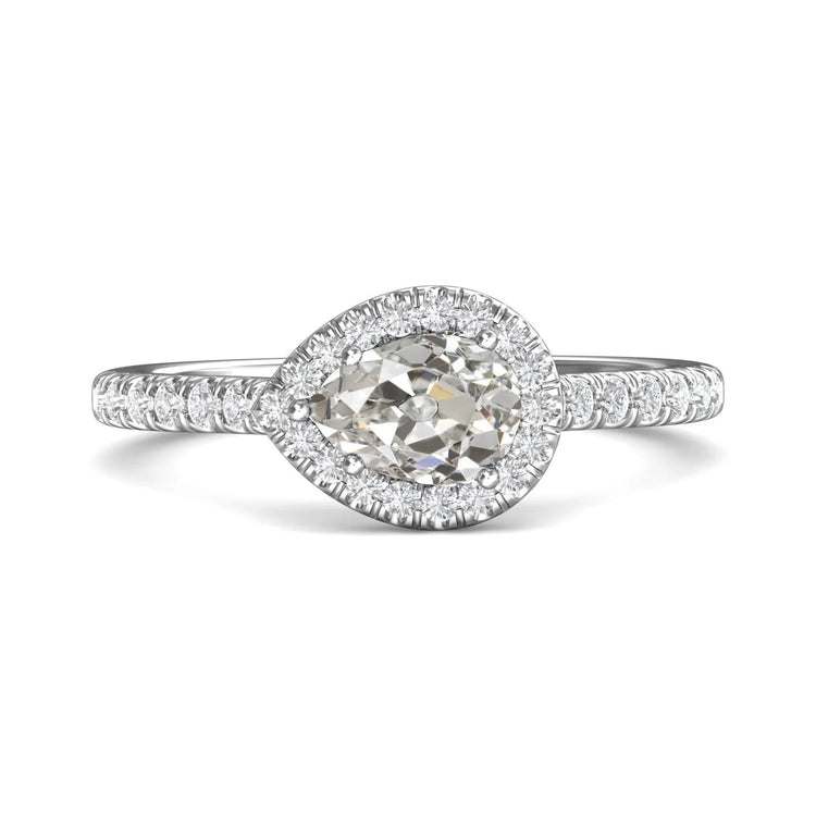 Bague de mariage halo Réel diamant rond et poire taille ancienne mine 4.50 carats
