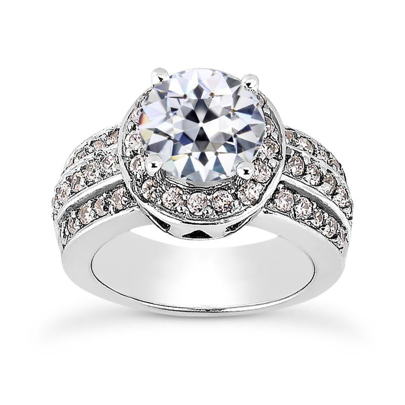 Bague de mariage halo de Naturel diamants taille ancienne mine sertie de griffes en or 4.75 carats