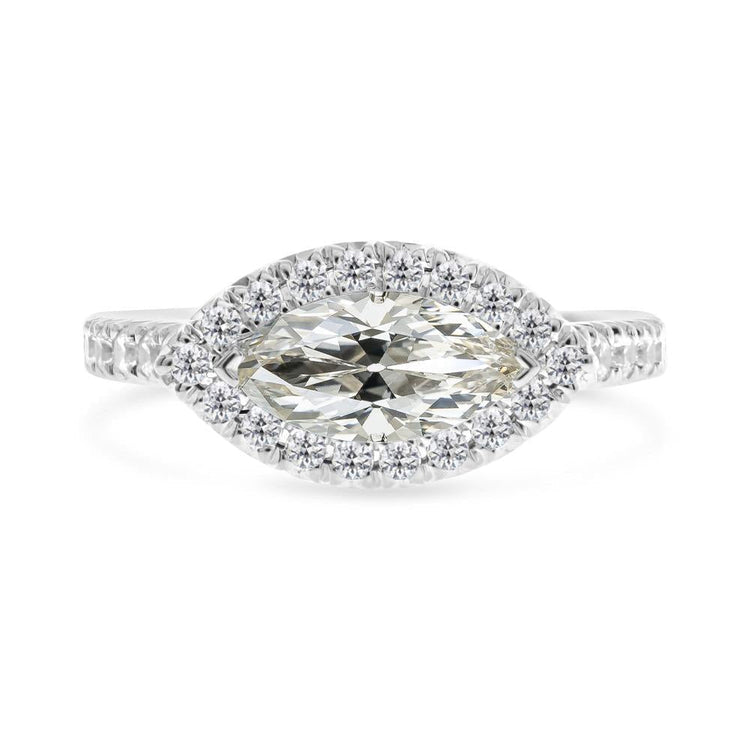 Bague de mariage halo de Réel diamants Marquise Vieux mineur Or 14K 6.50 Carats