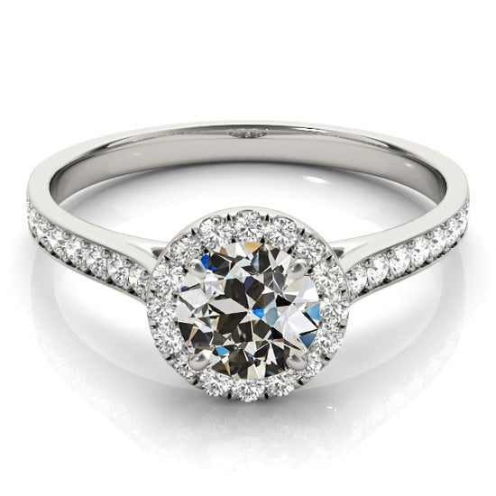 Bague de mariage halo de Réel diamants Vieux mineur avec accents 4 carats