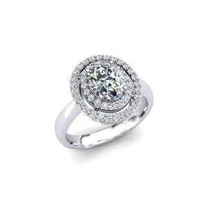 Bague de mariage halo de Réel diamants ovales et ronds de 1.96 ct