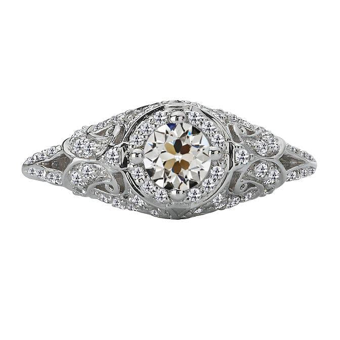 Bague de mariage halo de Véritable diamants Coupe Ronde ancienne de style vintage 3.50 carats