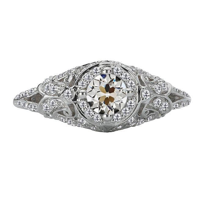 Bague de mariage halo de Véritable diamants Coupe Ronde ancienne de style vintage 3.50 carats