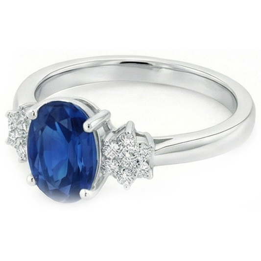 naturel oval diamant 3.20carats bague angle de côté
