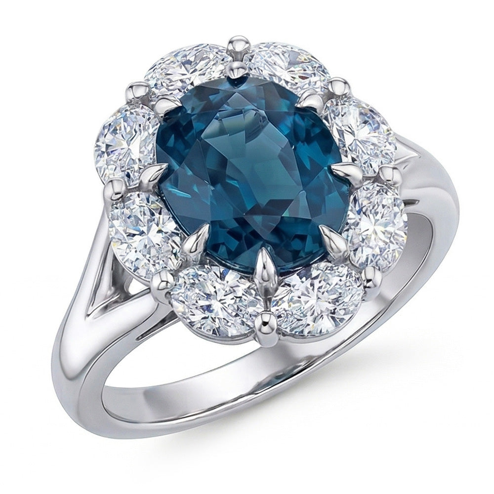 naturel oval diamant 3.30carats bague angle de côté