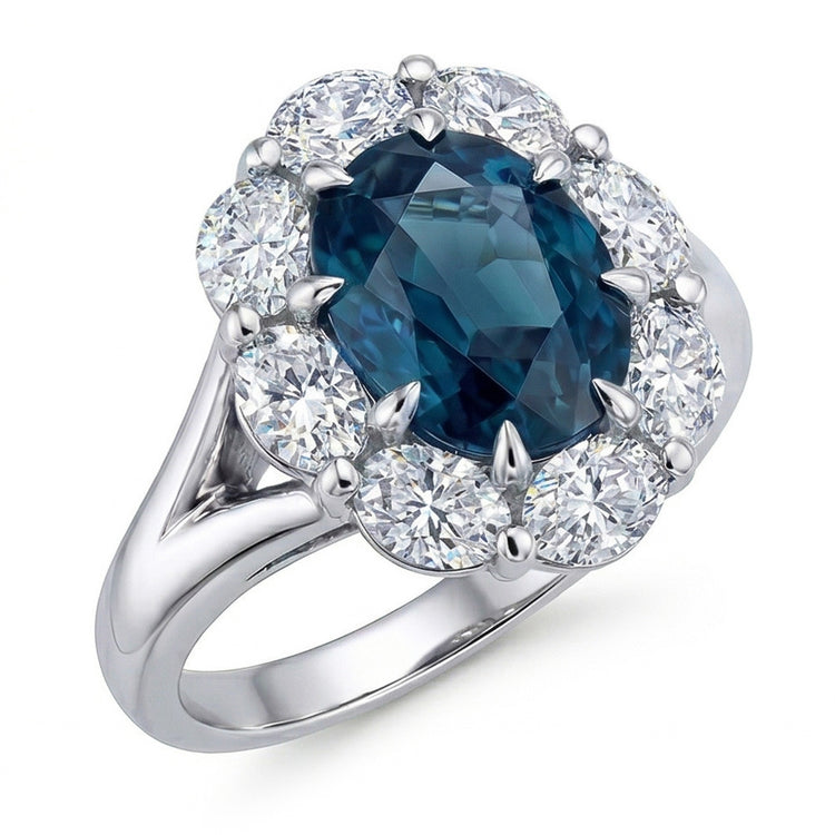 naturel oval diamant 3.30carats bague détail rapproché