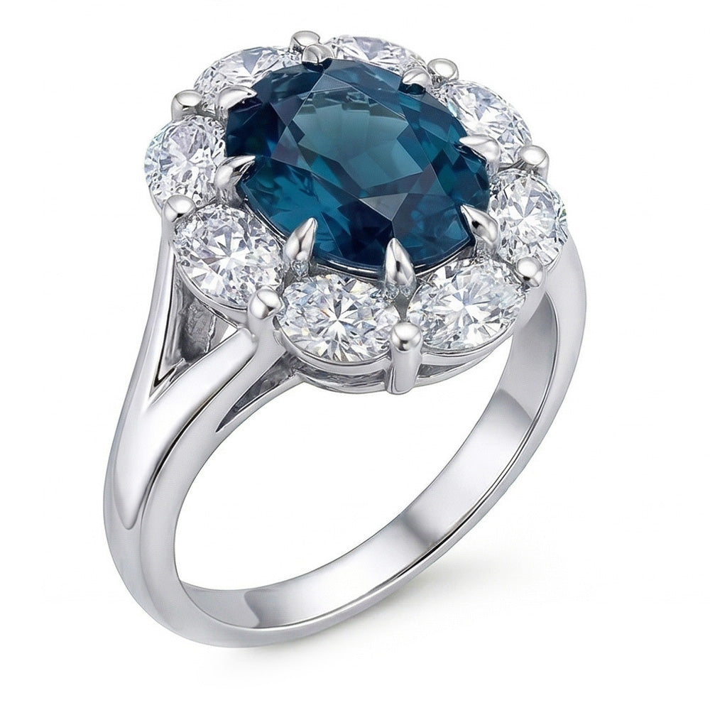 naturel oval diamant 3.30carats bague vue de dessus