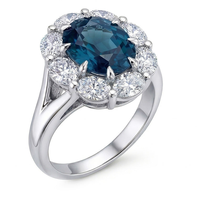 naturel oval diamant 3.30carats bague vue de dessus