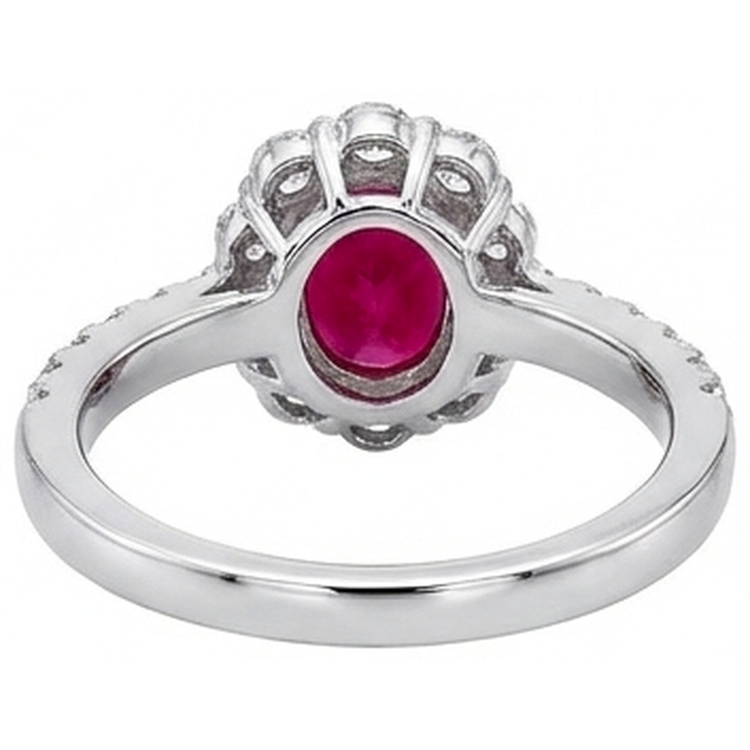 Bague de mariage ovale rubis 3.50 carats sertie griffes or blanc 14K