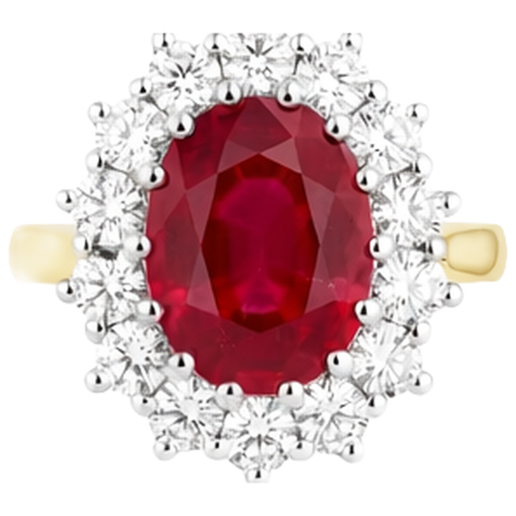 Bague de mariage ovale rubis rouge avec diamant 4.75 carats or 14K