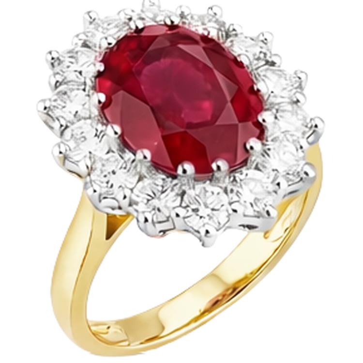 Bague de mariage ovale rubis rouge avec diamant 4.75 carats or 14K