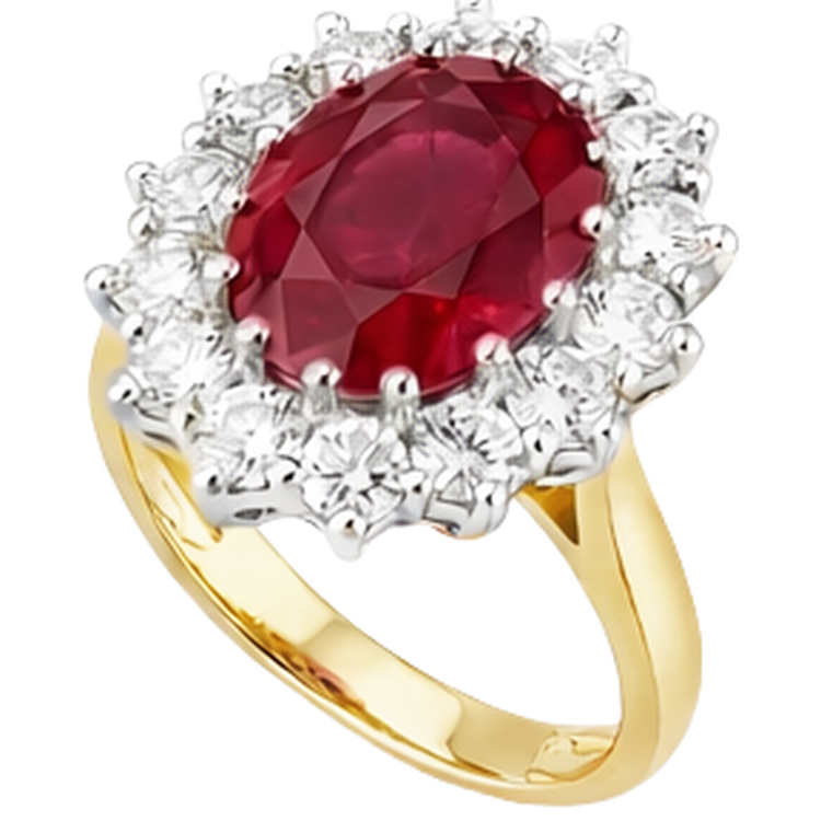 Bague de mariage ovale rubis rouge avec diamant 4.75 carats or 14K