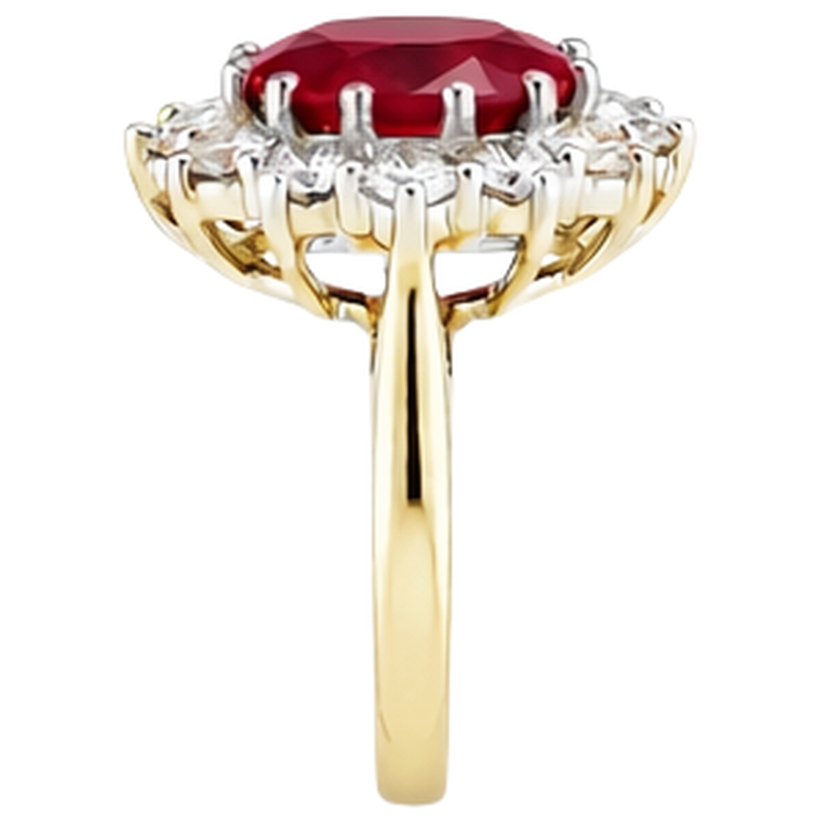 Bague de mariage ovale rubis rouge avec diamant 4.75 carats or 14K