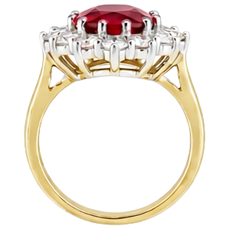 Bague de mariage ovale rubis rouge avec diamant 4.75 carats or 14K