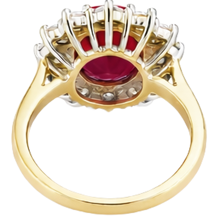Bague de mariage ovale rubis rouge avec diamant 4.75 carats or 14K