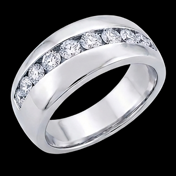 Bague de mariage pour homme avec diamants ronds de 1.25 ct. or blanc 14K