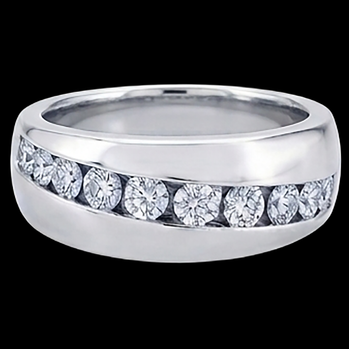 Bague de mariage pour homme avec diamants ronds de 1.25 ct. or blanc 14K