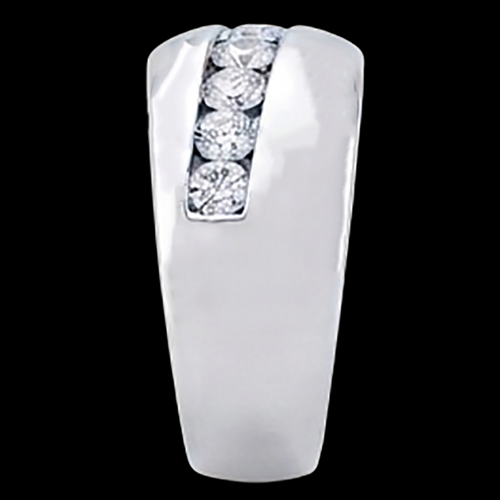 Bague de mariage pour homme avec diamants ronds de 1.25 ct. or blanc 14K