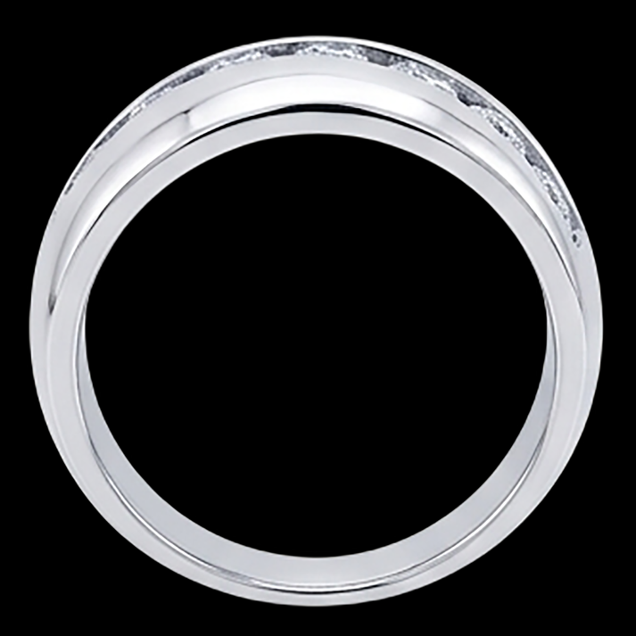 Bague de mariage pour homme avec diamants ronds de 1.25 ct. or blanc 14K