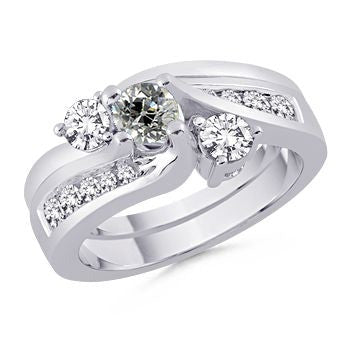 Bague de mariage ronde avec Réel diamants taillés à la mine 3. style pierre 3.25 carats