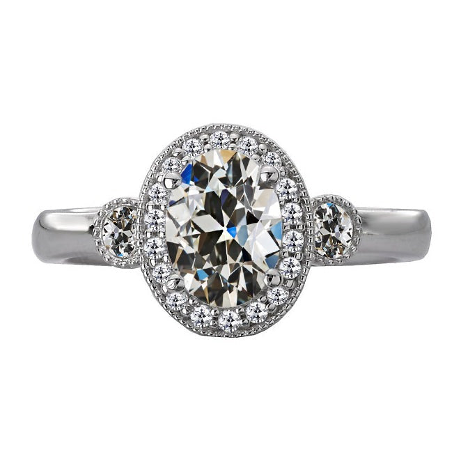 Bague de mariage ronde et ovale Vieux mineur halo de Réel diamants 7 carats