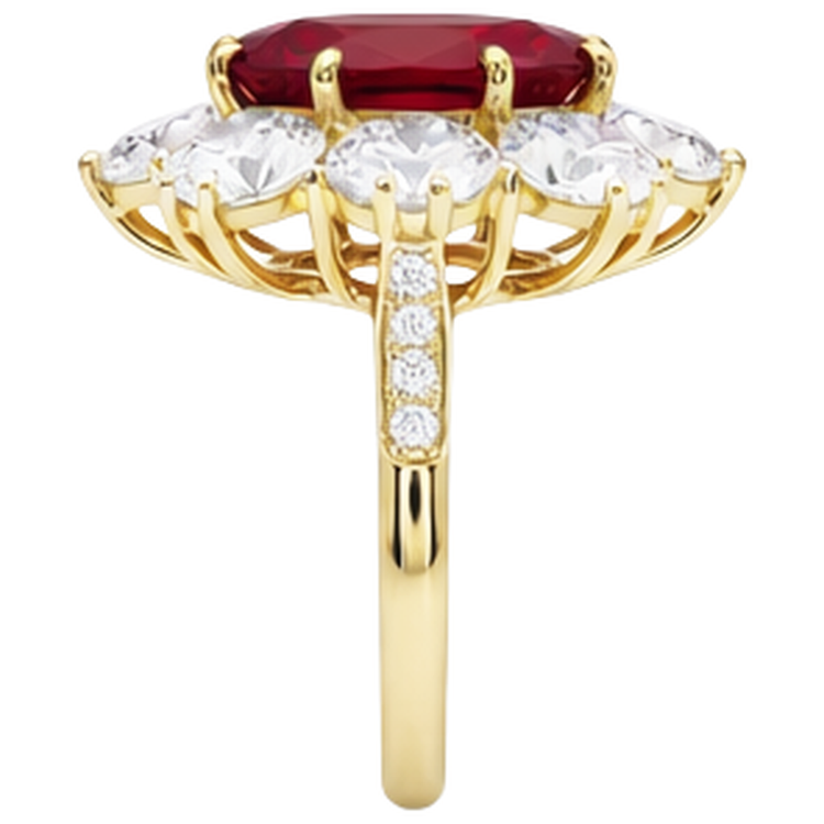 Bague de mariage rubis et diamants sertie griffes 3.75 ct or jaune 14K