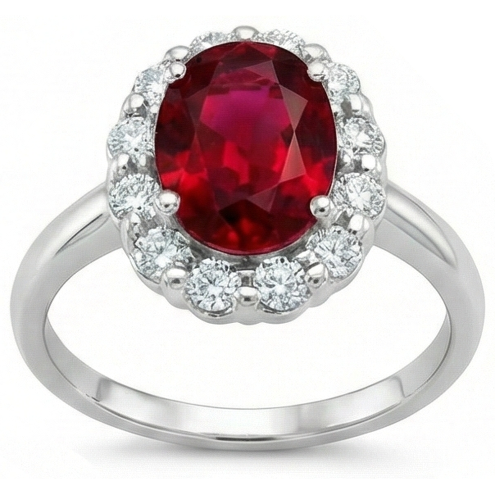 naturel oval rubis 4.25carats bague vue de face