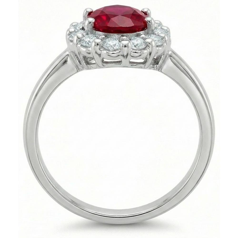 naturel oval rubis 4.25carats bague détail rapproché