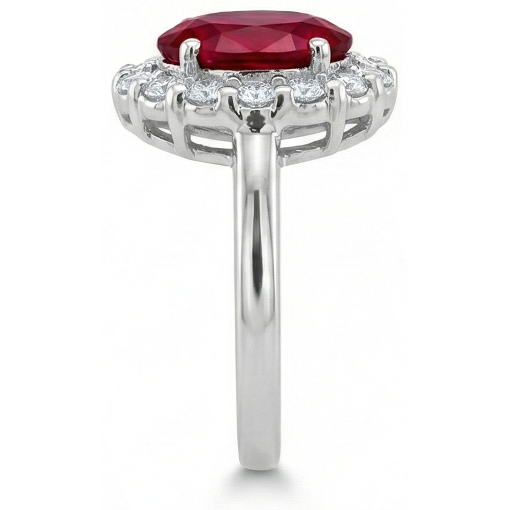 naturel oval rubis 4.25carats bague vue de dessus
