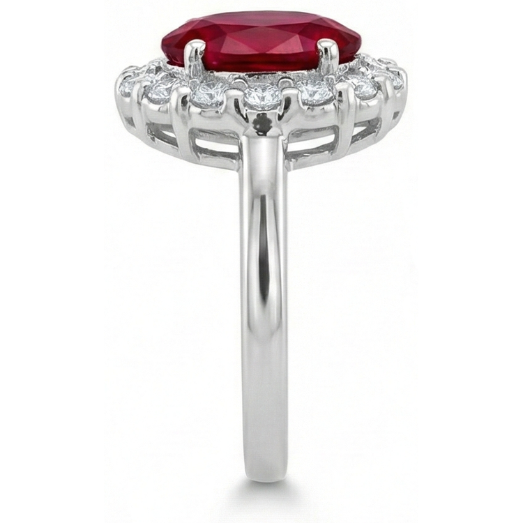 naturel oval rubis 4.25carats bague vue de dessus