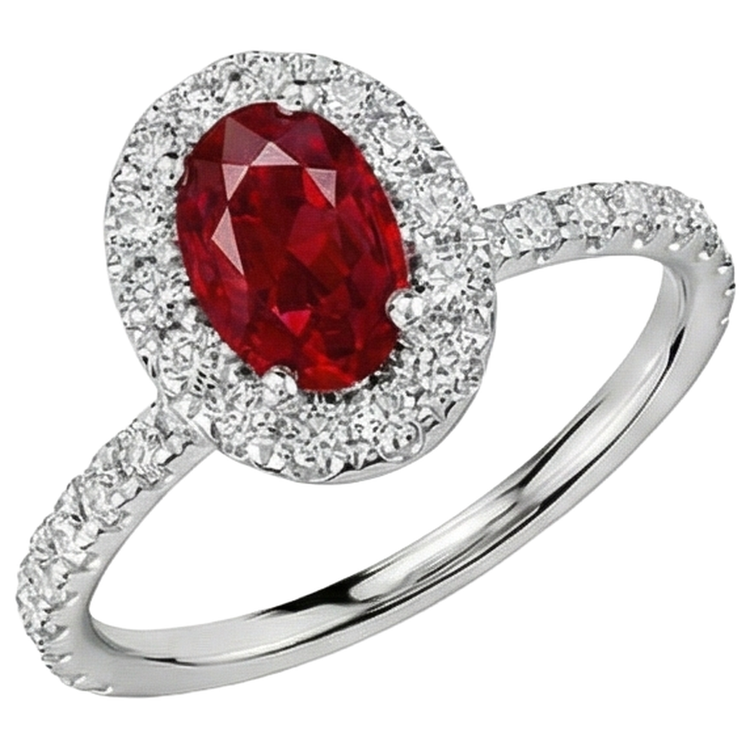 naturel oval rubis 4carats bague angle de côté