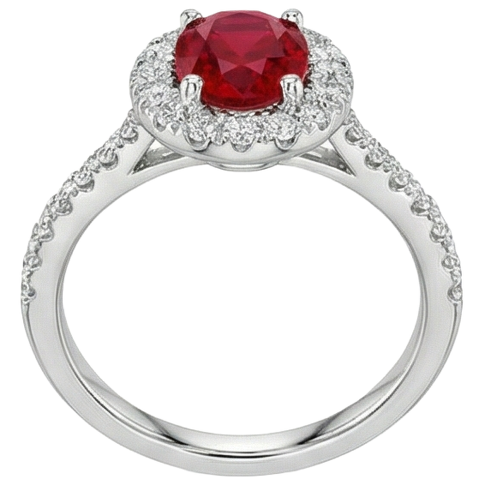 naturel oval rubis 4carats bague détail rapproché