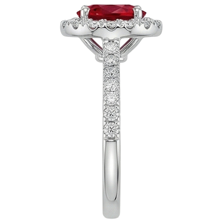 naturel oval rubis 4carats bague vue de profil