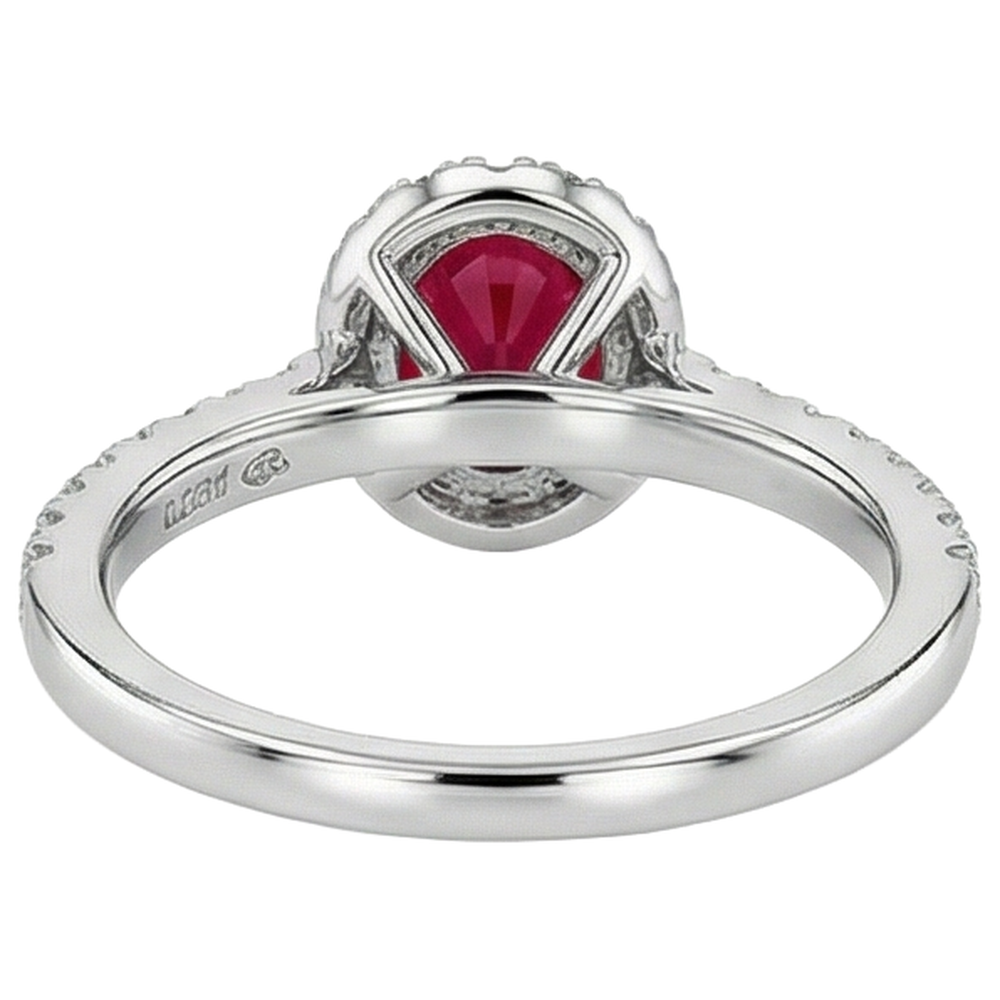 naturel oval rubis 4carats bague sur blanc