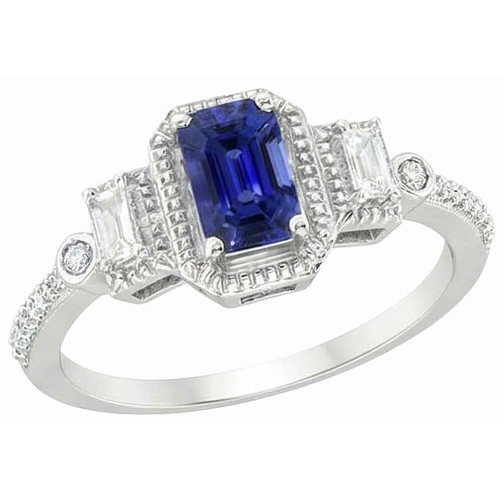 naturel baguette diamant 2.50carats bague vue de face