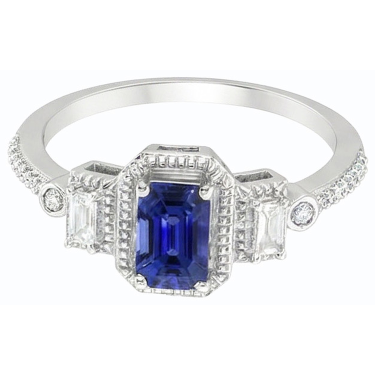 naturel baguette diamant 2.50carats bague détail rapproché