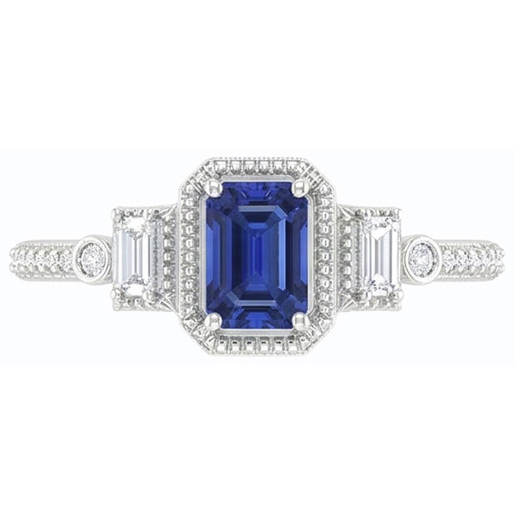naturel baguette diamant 2.50carats bague angle de côté