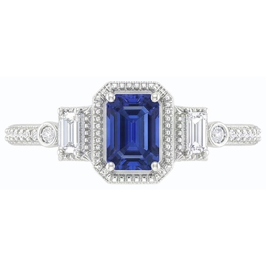 naturel baguette diamant 2.50carats bague angle de côté