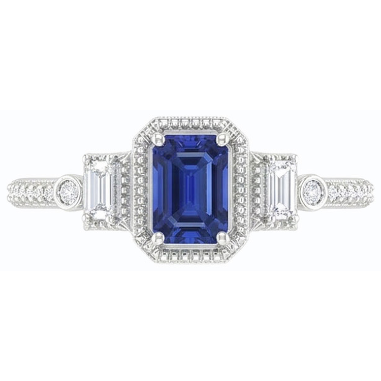 naturel baguette diamant 2.50carats bague angle de côté