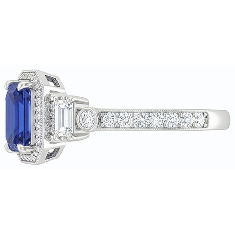 naturel baguette diamant 2.50carats bague vue de dessus