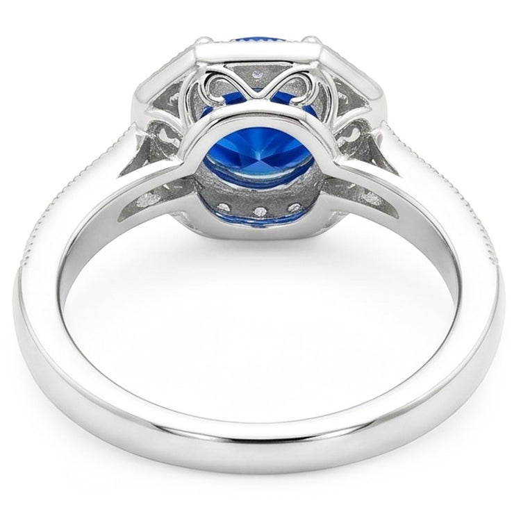 Bague de mariage saphir et diamant de 1.5 ct en or blanc 14k