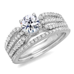 Bague de mariage sertie de Naturel diamants ronds taille OId bijoux en or 14K 5.50 carats