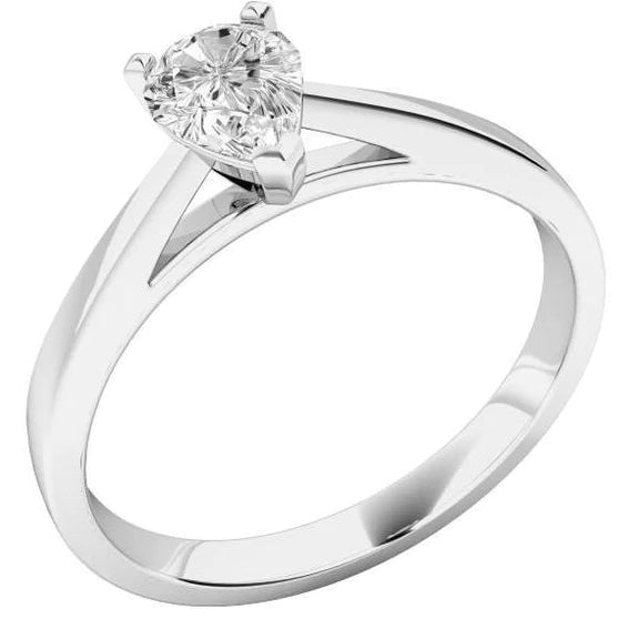 Bague de mariage solitaire Réel diamant taille poire étincelante de 1.75 ct