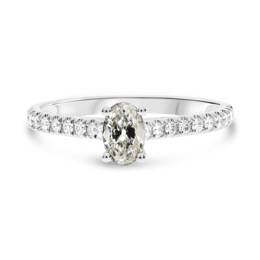 Bague de mariage solitaire ovale Naturel diamant taille ancienne avec accents 4 carats