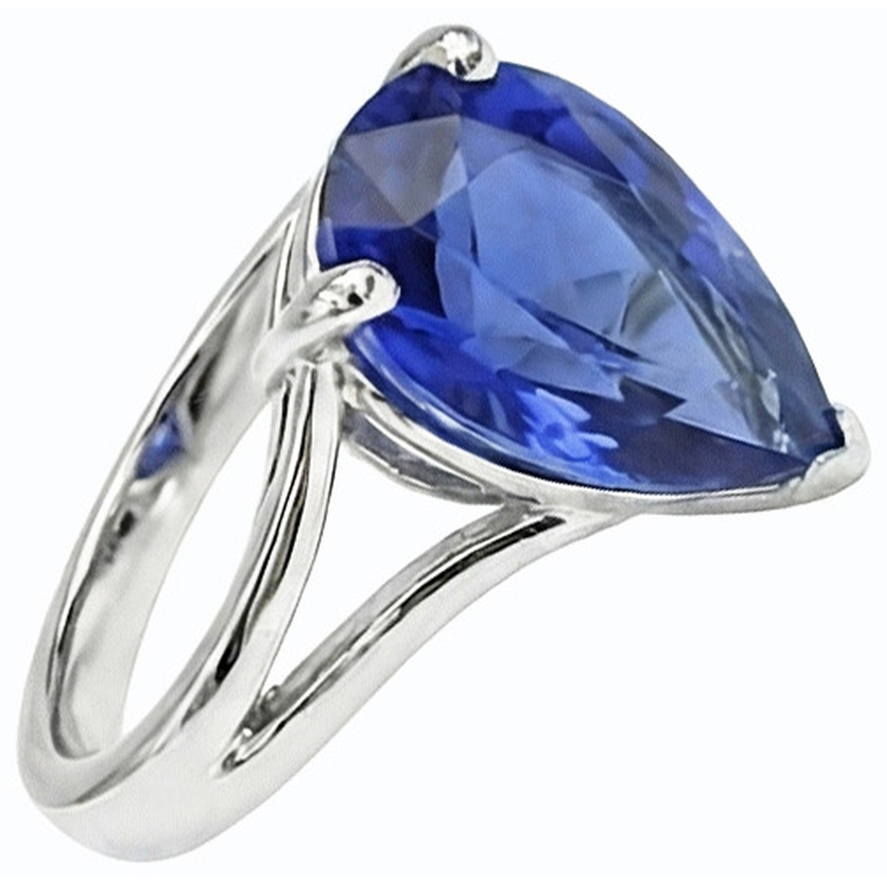 naturel pear saphir 3carats bague angle de côté