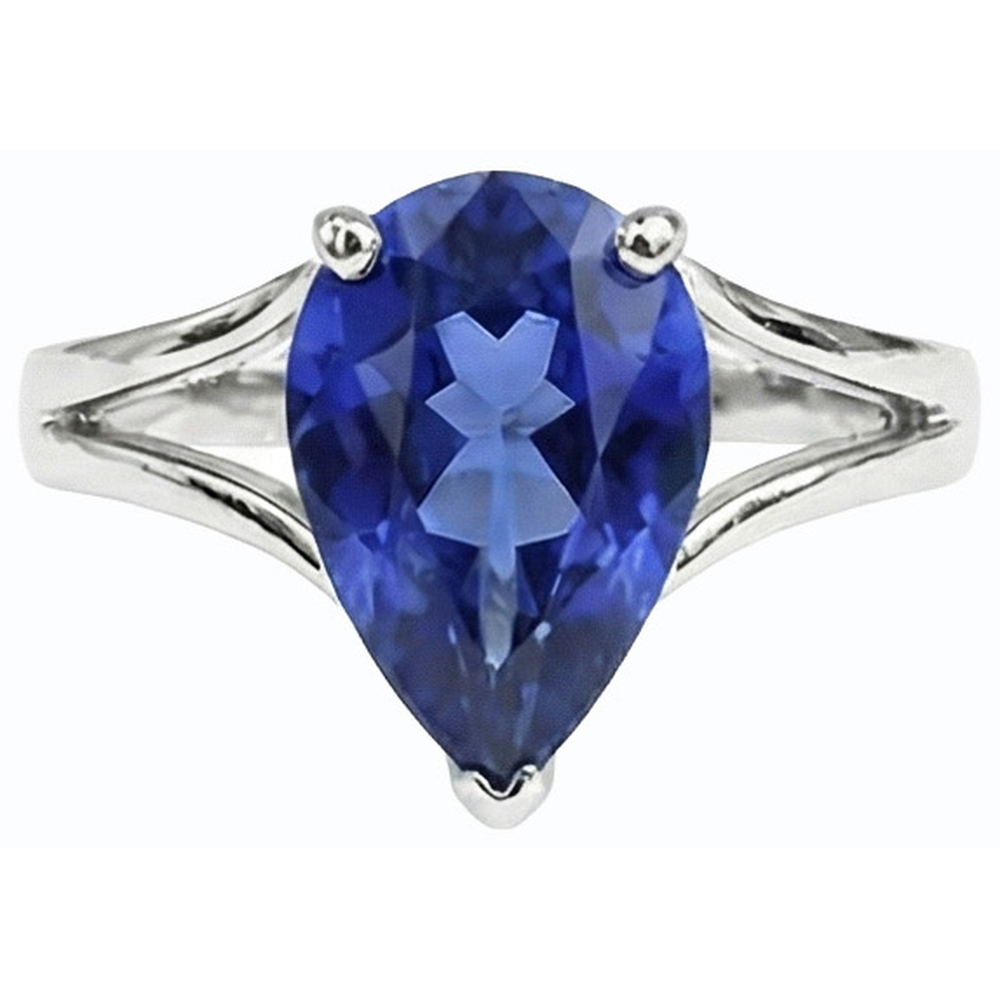 naturel pear saphir 3carats bague détail rapproché