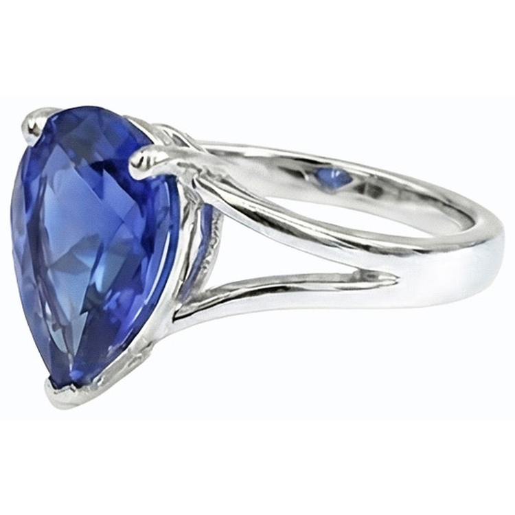 naturel pear saphir 3carats bague vue de dessus
