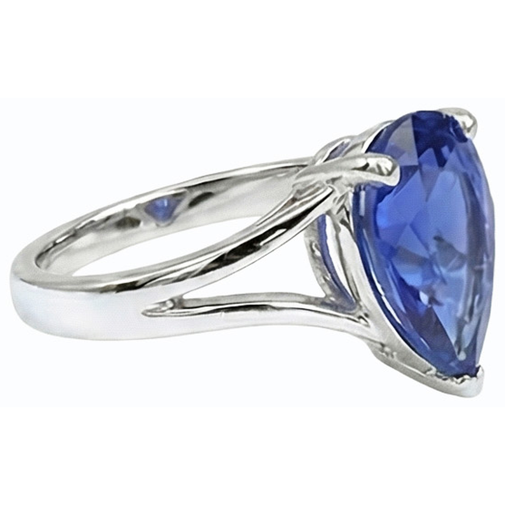 naturel pear saphir 3carats bague vue de profil