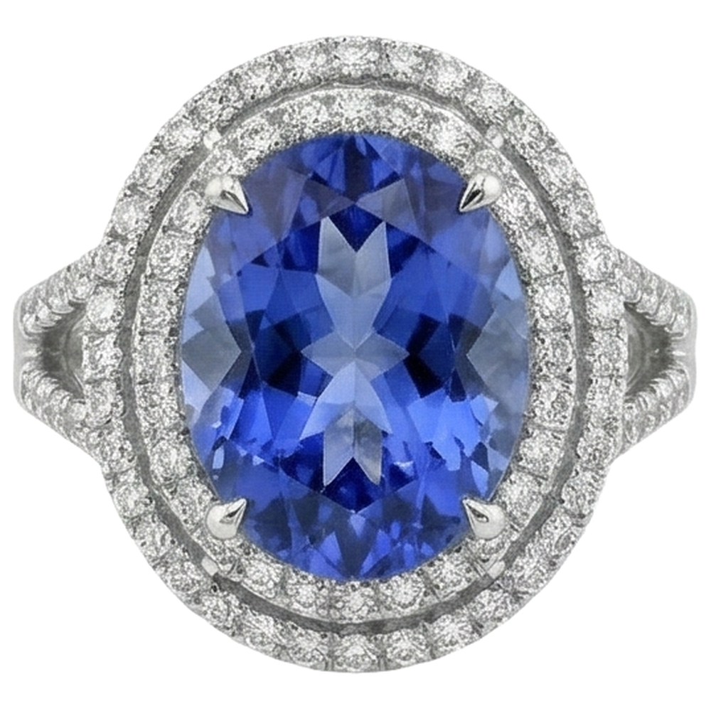 naturel tanzanite 4.20carats bague angle de côté