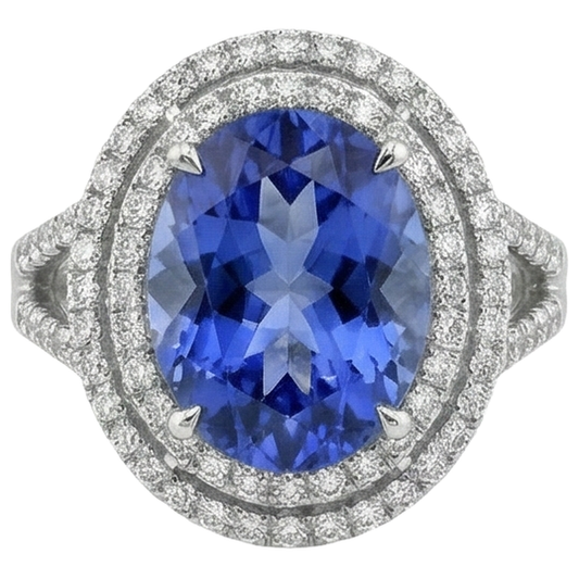 naturel tanzanite 4.20carats bague angle de côté